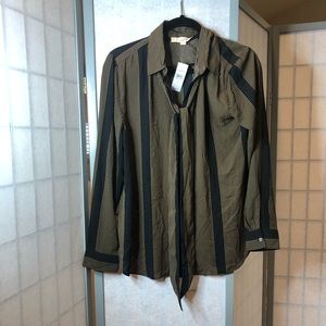 NWT Loft black and brown striped long sleeved top
